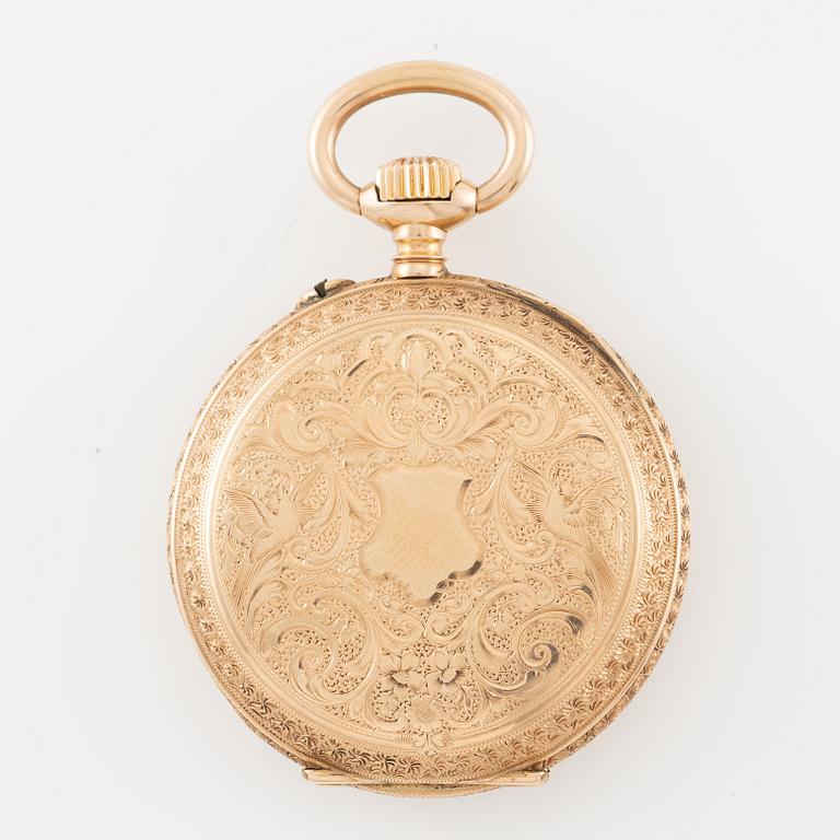 Fickur, 14K guld med etui, 36 mm.