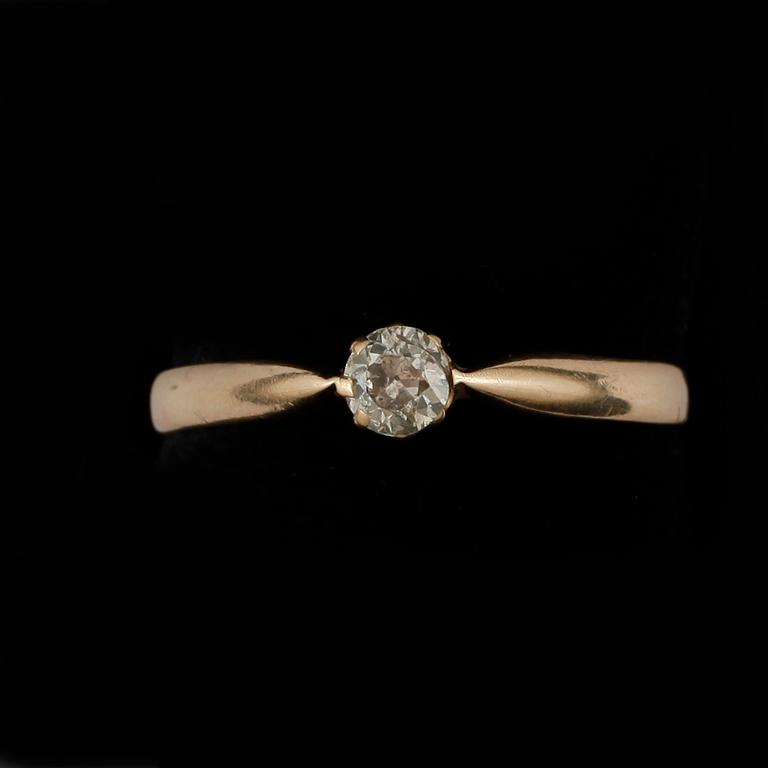 RING, 14k guld med briljantslipad diamant ca 0,25 ct. Vikt ca 1,5 gram.