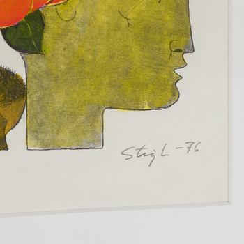 STIG LINDBERG, color litograph. Signed and dated -76. Numbered 26/30.