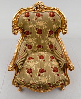 FÅTÖLJ, rokokostil, 1900-/2000-tal.