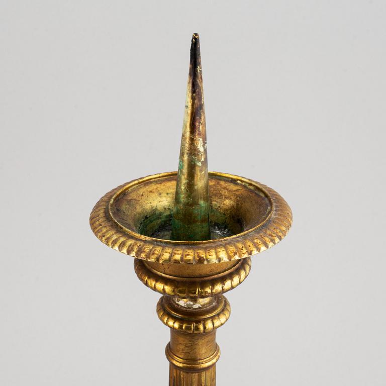 Two 19th century bronze altar candlesticks.