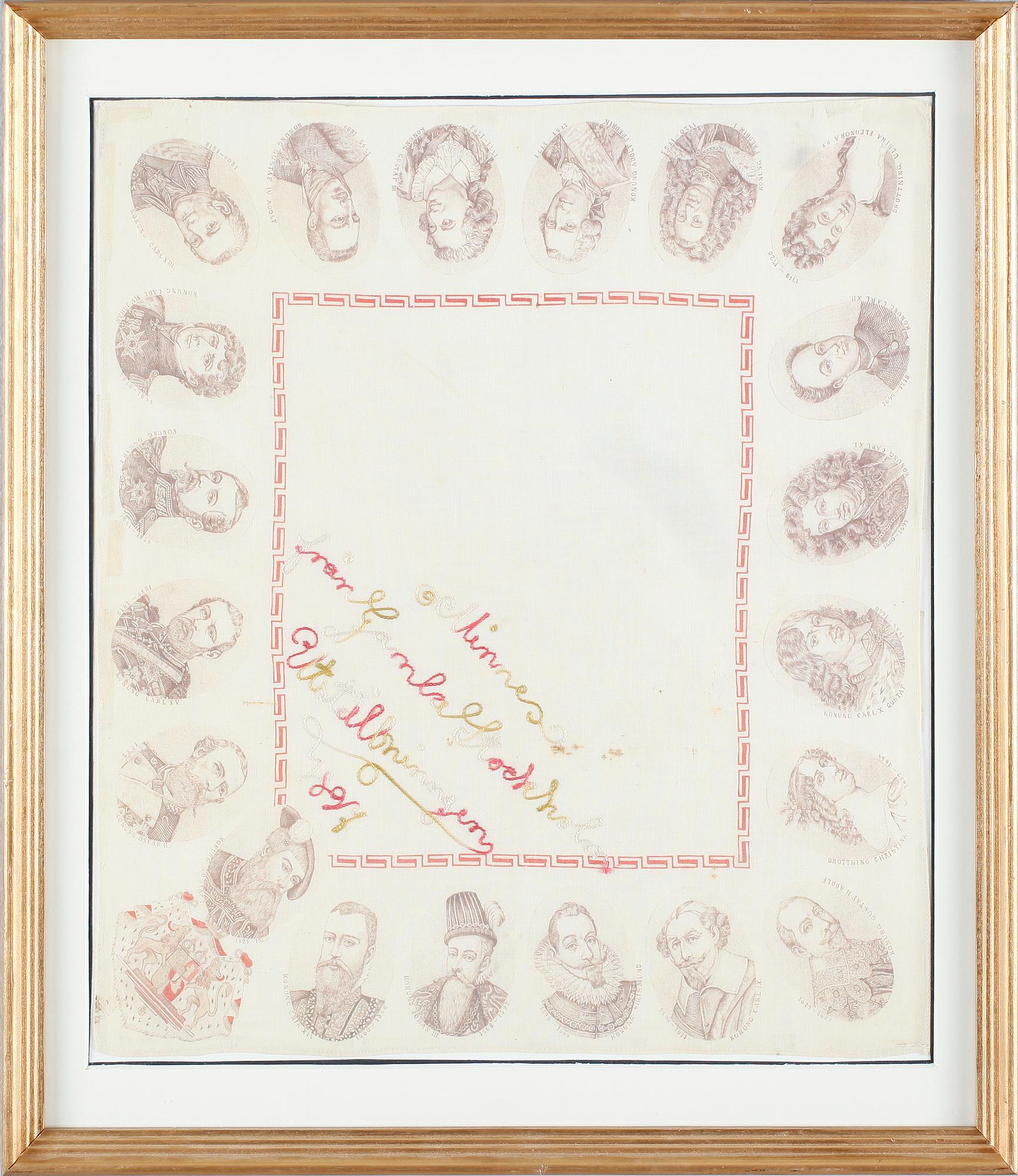TEXTILTRYCK, 2 st, sent 1800-tal, Porträtt av Carl XV.