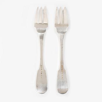 A set of twelve Finnish silver fish forks, mark of Gustav Roland Mellin, Helsinki, 1901.