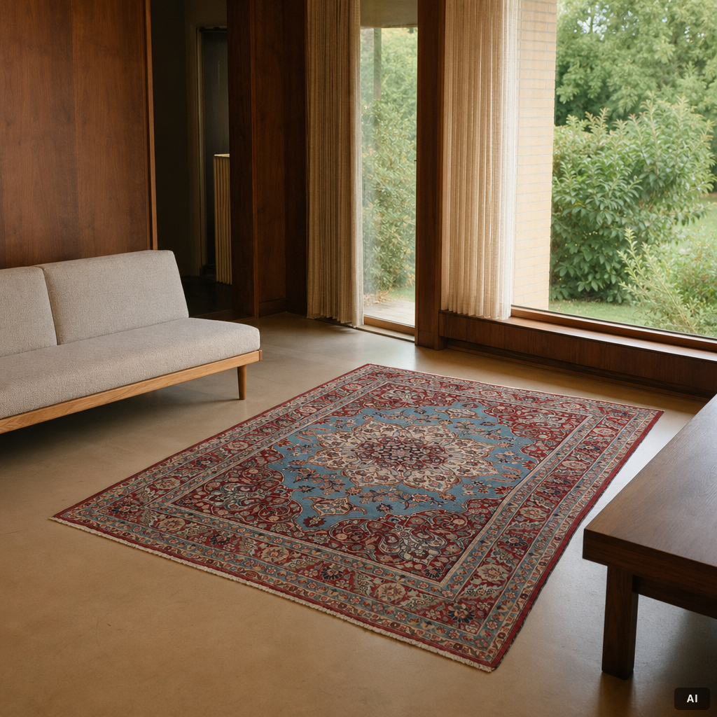 Rug, Meshed, Old, approx. 270 x 202 cm.