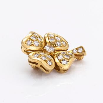 Brosch/hänge, fyrklöver, 18K guld och diamanter.