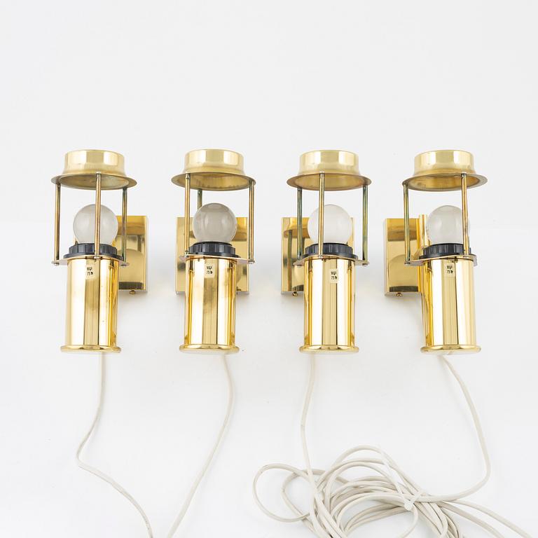 Wall lamps, 4 pcs, brass, model 738, Høvik Lys, Norway, late 20th century.