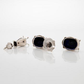 Kryddset, 3 dlr, sterlingsilver, Sheffield och Birmingham, England 1920-30-tal. samt försilvrat fat.