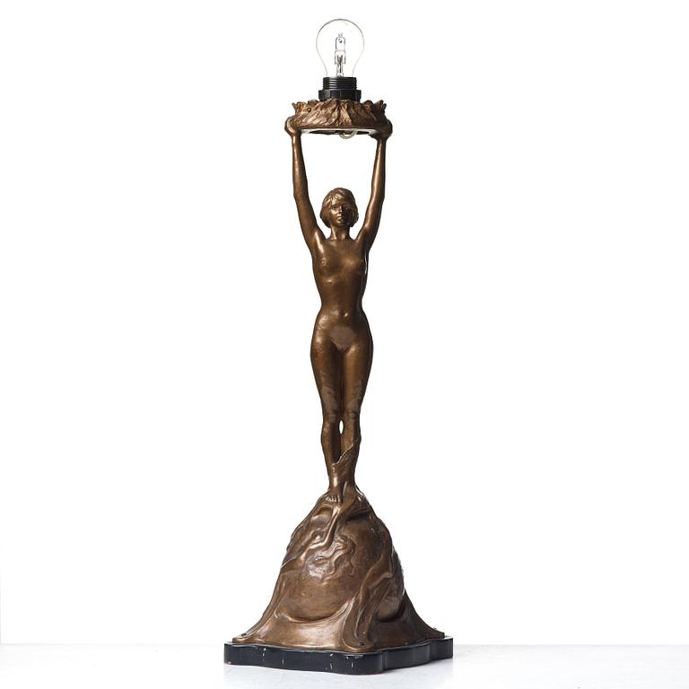 Gerda Sprinchorn, bordslampa, "Solen", Herman Bergmans Gjuteri, Stockholm, jugend.