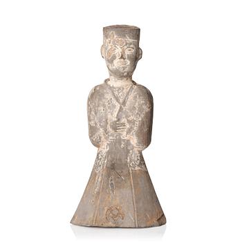 960. A pottery figure of a standing male figure, Han dynasty (206 BC - 220 AD).