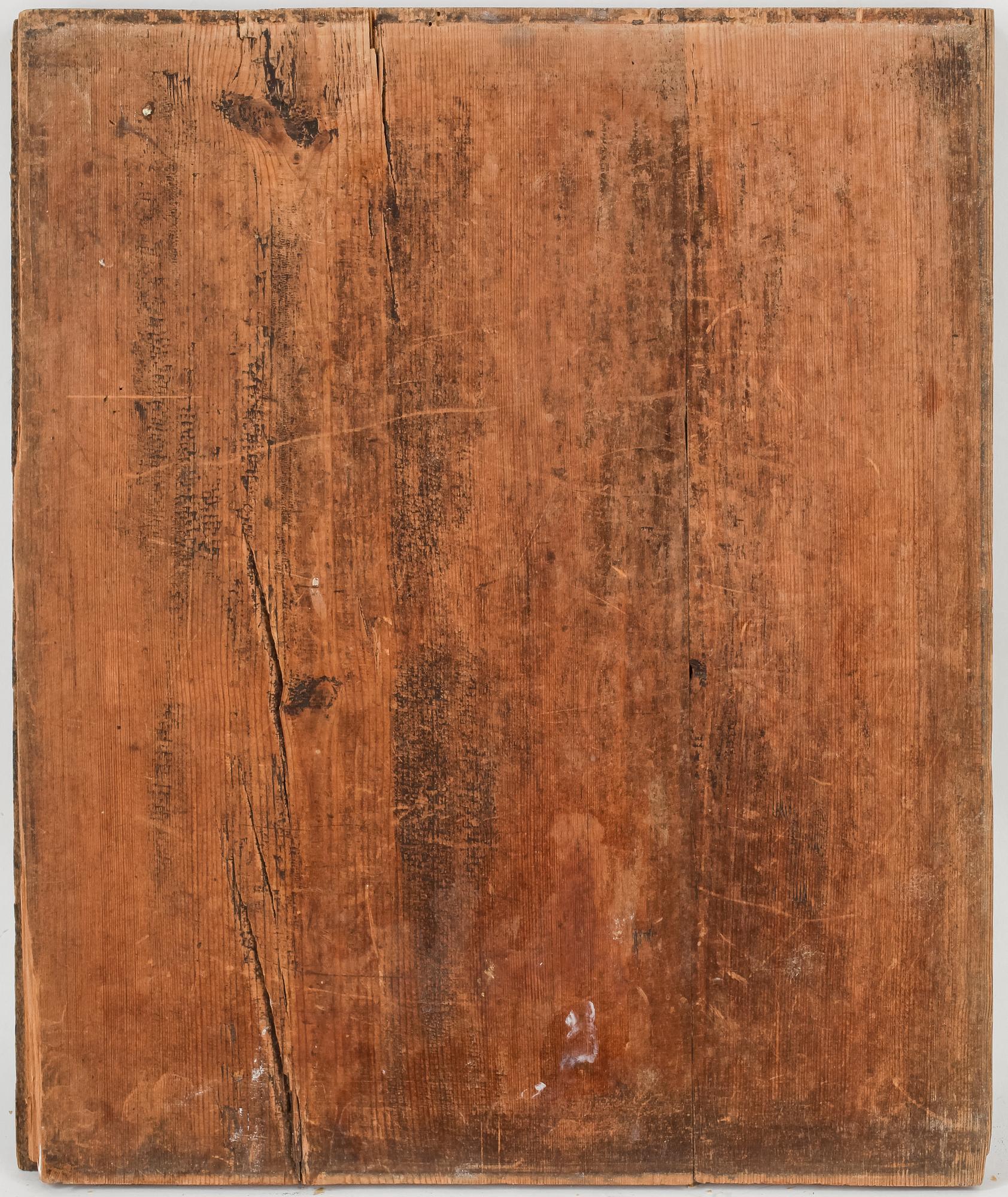 SKÅPSDEKOR, 2 st delar, allmoge, 1800-tal.