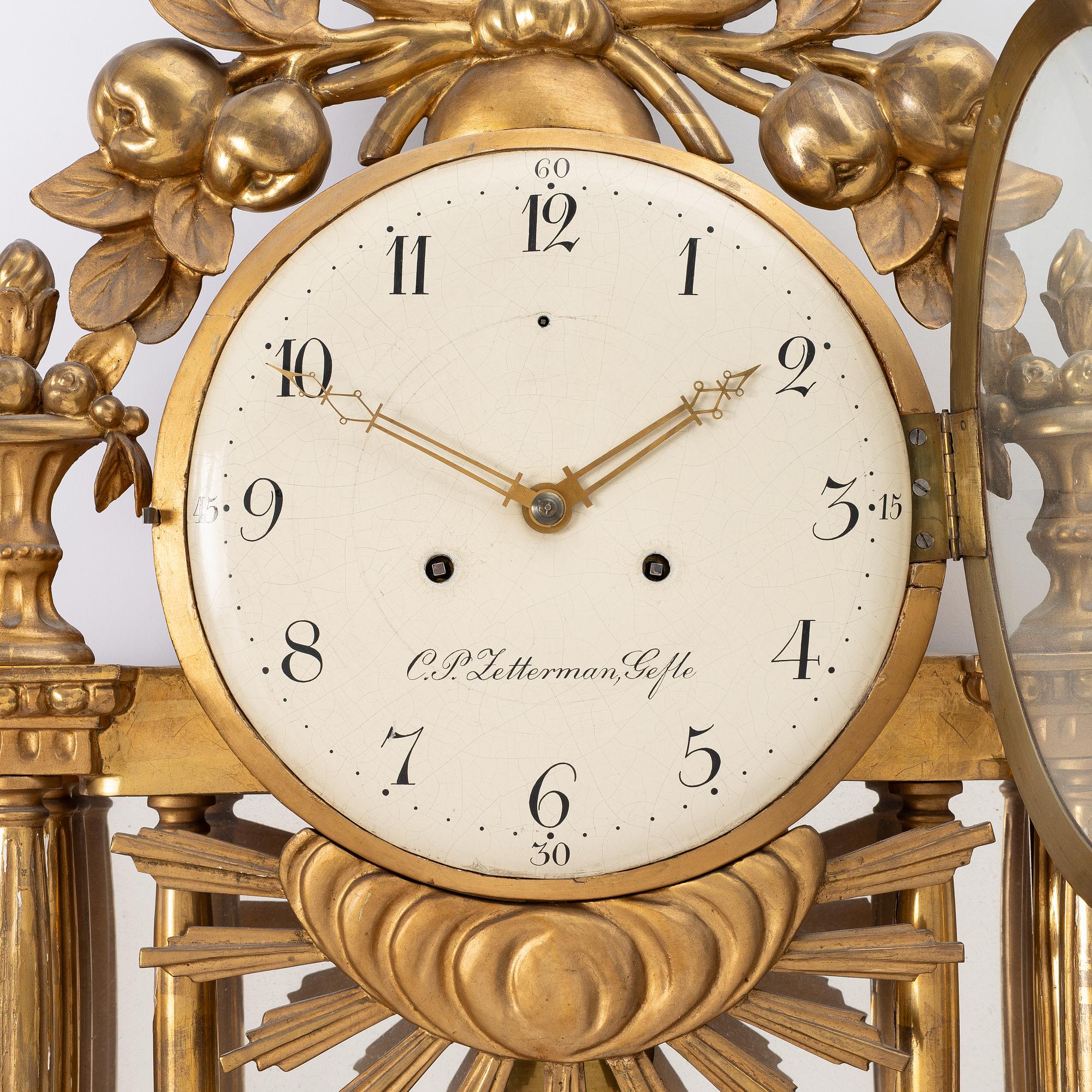 Wall clock, Carl Peter Zetterman Gefle. (1810-1894).