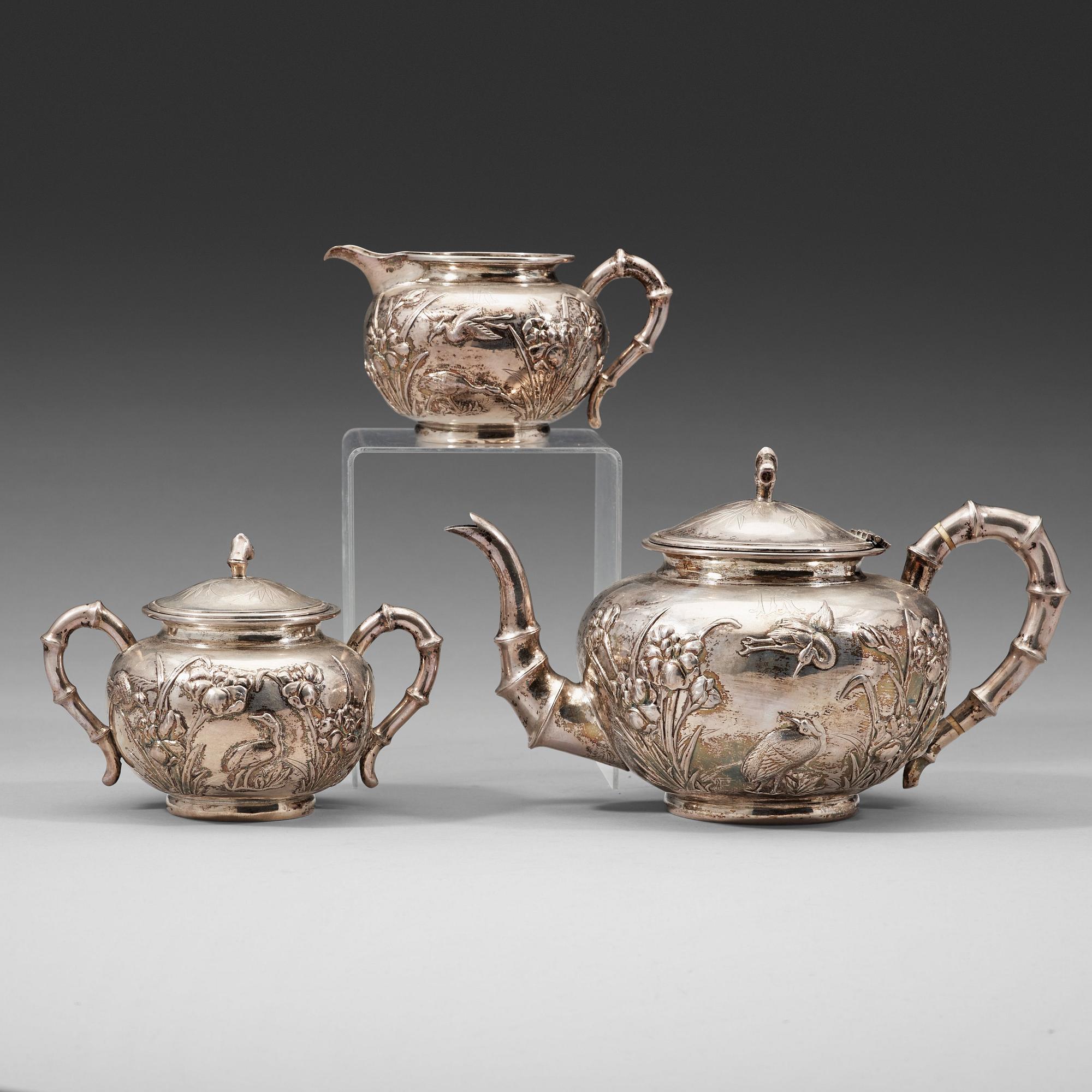TESERVIS, tre delar, silver. Shanghai, tidigt 1900-tal.