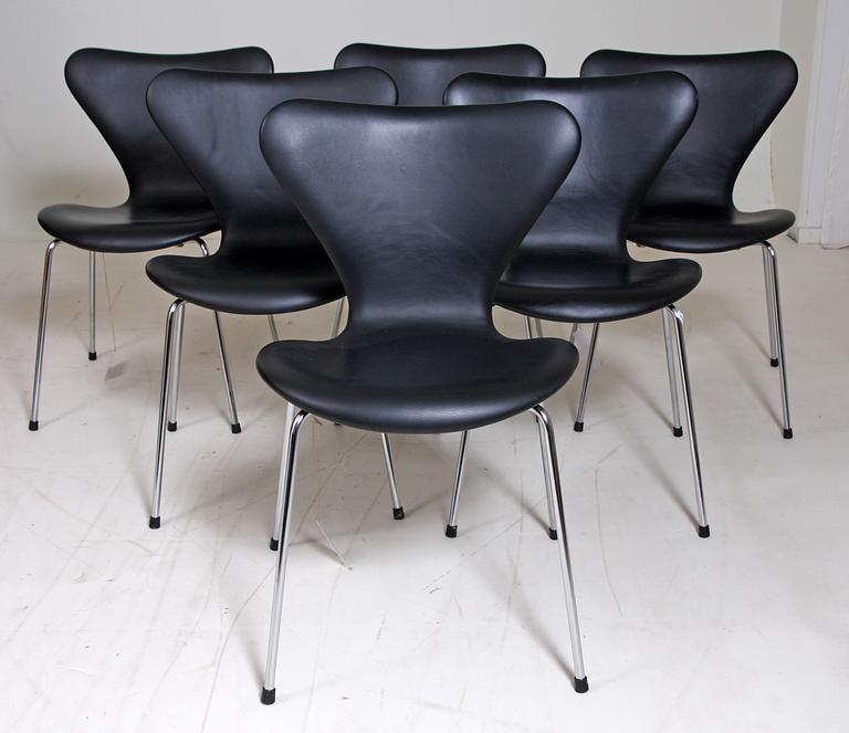 STOLAR, 6 st, "Sjuan", Arne Jacobsen, Fritz Hansen.