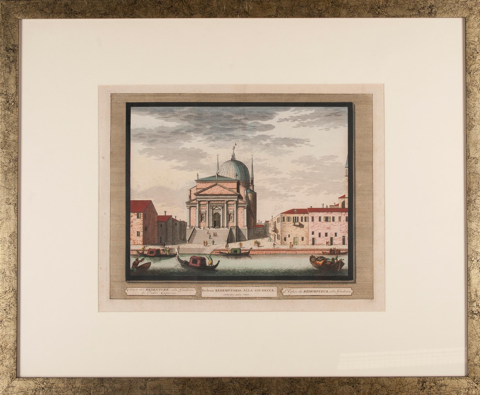 KOPPARSTICK, 6 st, handkolorerade, Venedig, 1700-tal.