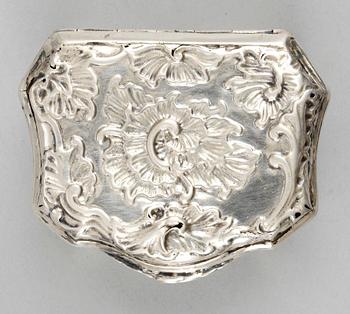 SNUSDOSA, silver, ostämplad, 1700-tal.