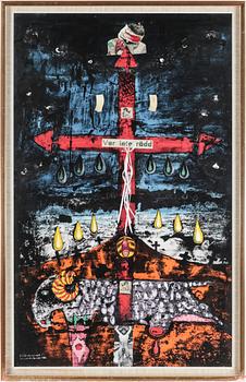 Lambert Werner · LAMBERT WERNER, "Don´t be afraid", blandteknik, signerad och daterad 1981.
