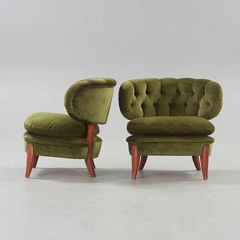 A pair of Otto Schulz 'Schulz' easy chairs, Jio Möbler, Sweden.