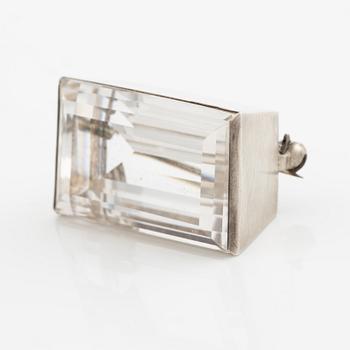 Wiwen Nilsson, Brooch, sterling silver with faceted rock crystal, Lund 1944.