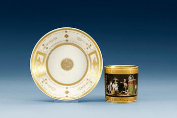 1258. A French Empire cup with stand, first half of 19th Century.