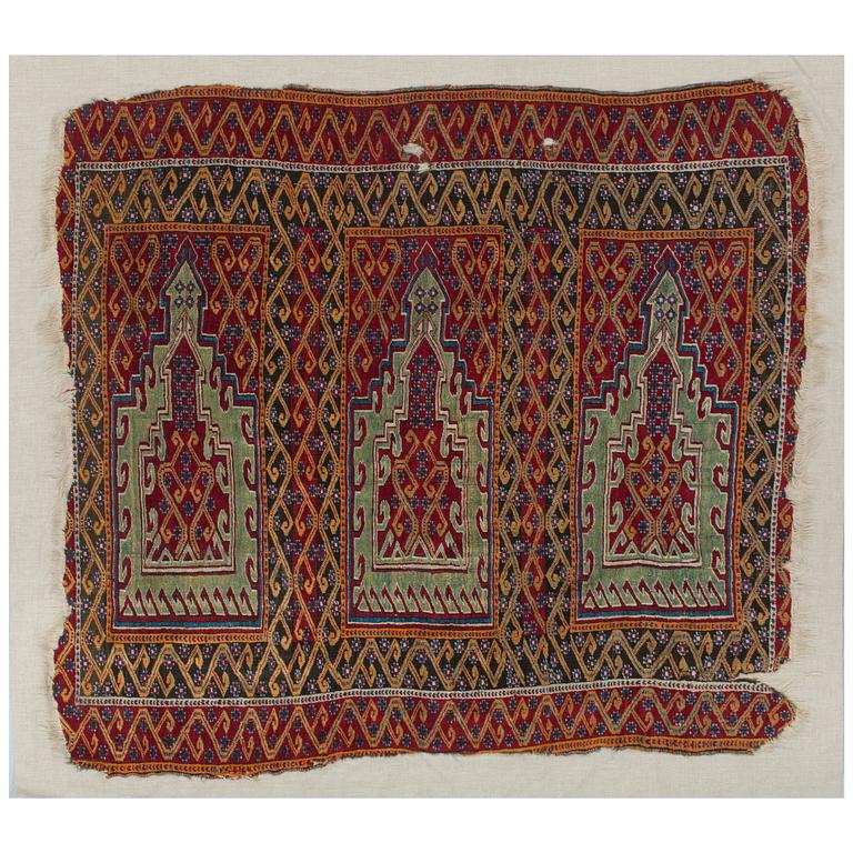 A CARPET FRAGMENT. An antique Central Anatolian Saff. 152,5 x 140,5 cm.