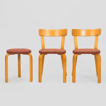 Alvar Aalto, tuolipari malli 69 ja jakkara malli 60, O.Y. Huonekalu- ja Rakennustyötehdas A.B. 1900-luvun puoliväli.