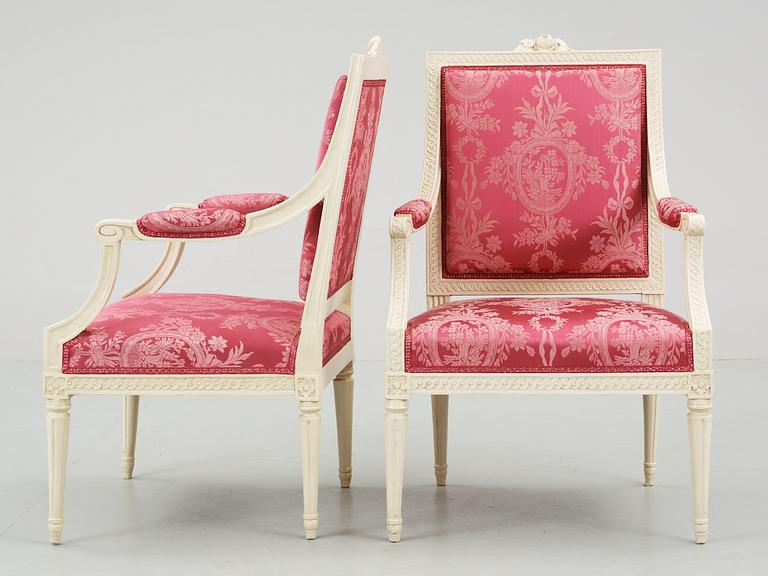 A pair of Gustavian armchairs by J. E. Höglander.