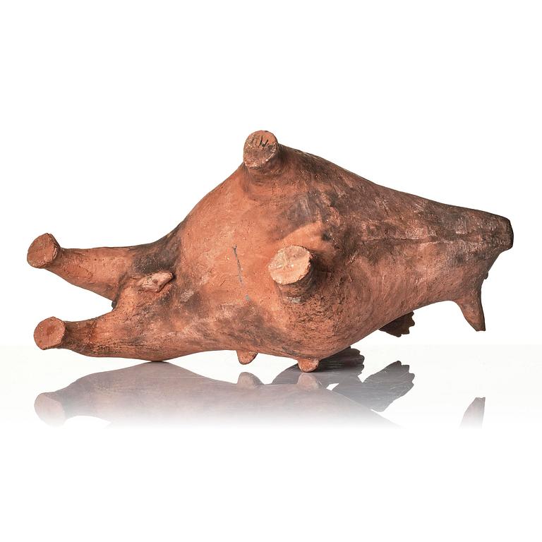 Helga Henschen, "Bröllopsresan", skulptur, terrakotta, egen studio 1950-60-tal.