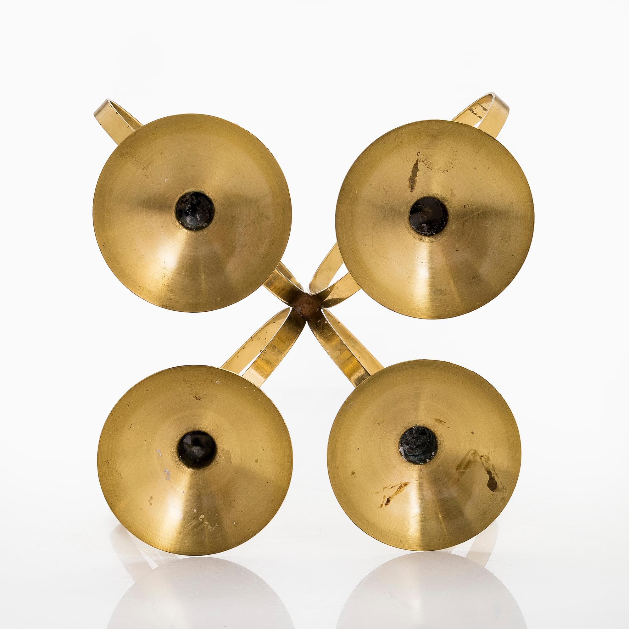 Kaija Aarikka, A 'Pöytälukki' brass candelabrum, Aarikka Finland. Model designed in 1974.