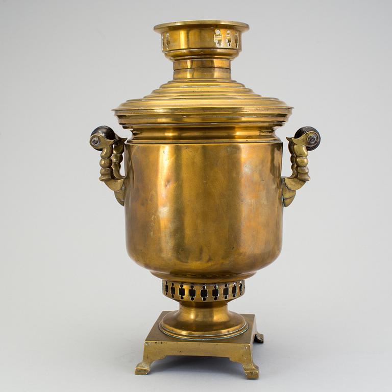 A Russian brass samovar from The Batashev Brothers, around year 1900.