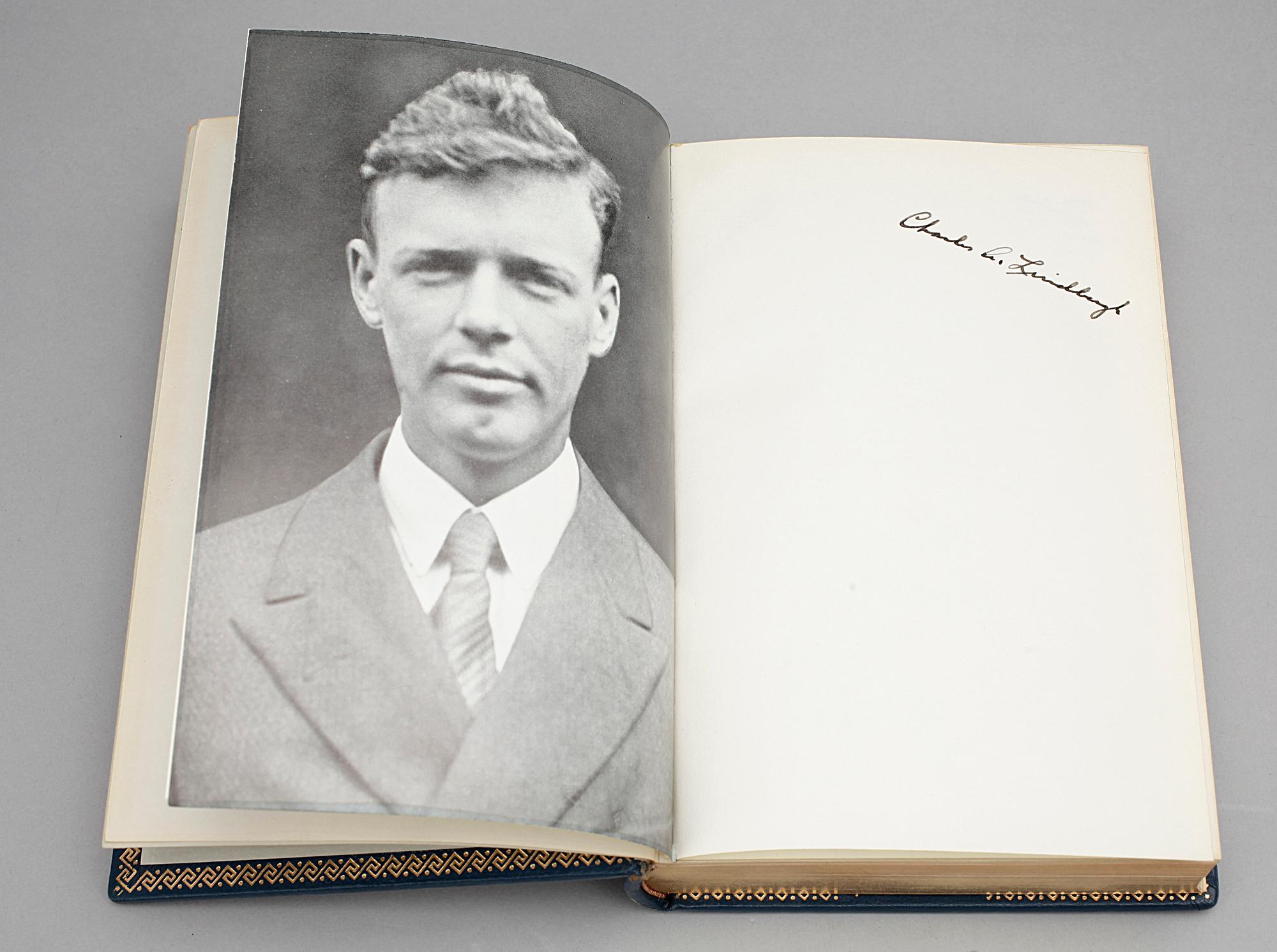 BOK, "Spirit of st Louis", Charles Lindberg Albert Bonniers förlag, Stockholm, egenhändigt signerad av författaren, 1954.