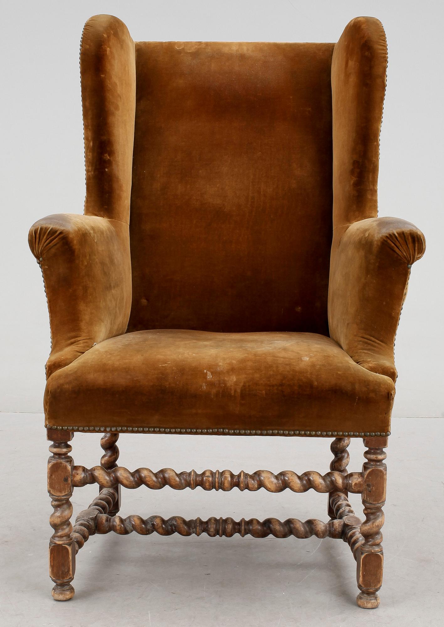 ÖRONLAPPSFÅTÖLJ, barockstil, 1800-tal.