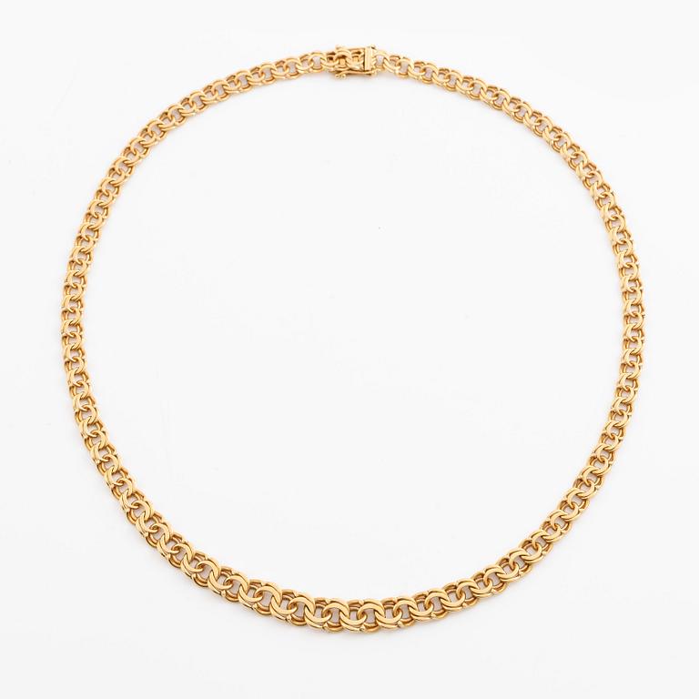 Necklace 18K gold, graduated Bismarck link,