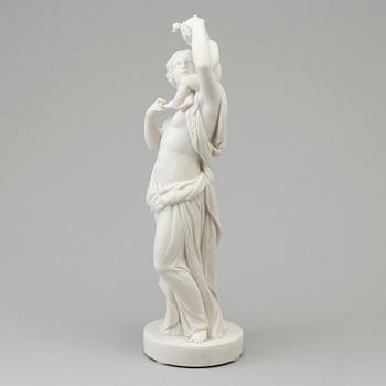 An unmarked sculpture of Venus with Amor on her shoulder, England, presumably Minton or Copeland, 19th Century.