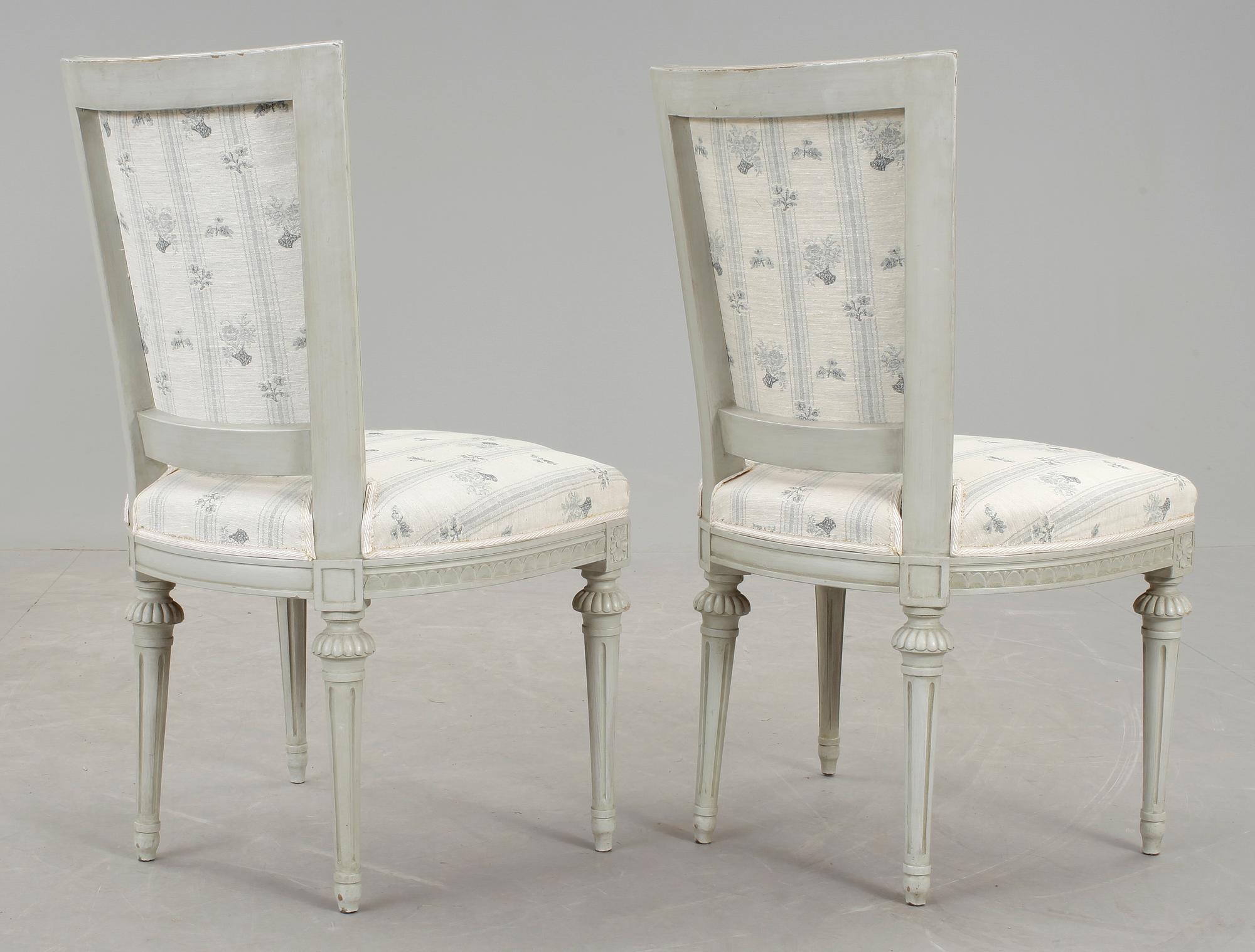 STOLAR, 6 st, samt KARMSTOLAR, 2 st, gustaviansk stil, Sylvén, 1900-talets andra hälft.
