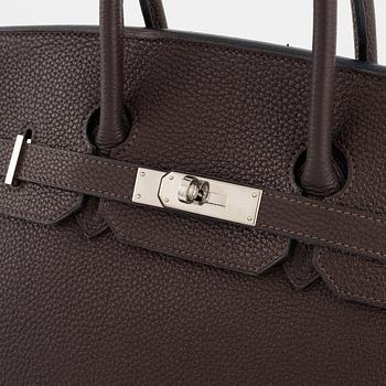 Hermès, a chocolate brown Togo leather 'Birkin 35' handbag, 2008.