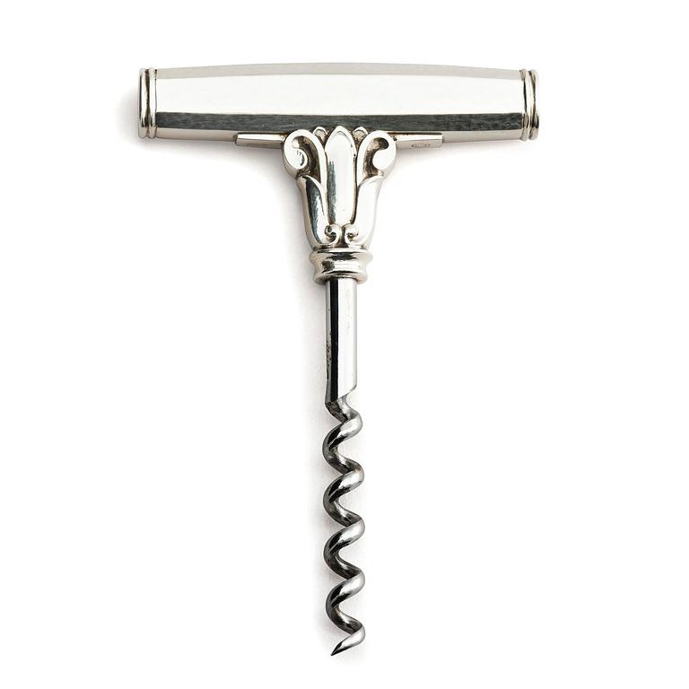 Georg Jensen, a sterling silver corkscrew, model 'Dronning/Acanthus', Copenhagen, Denmark efter 1945.