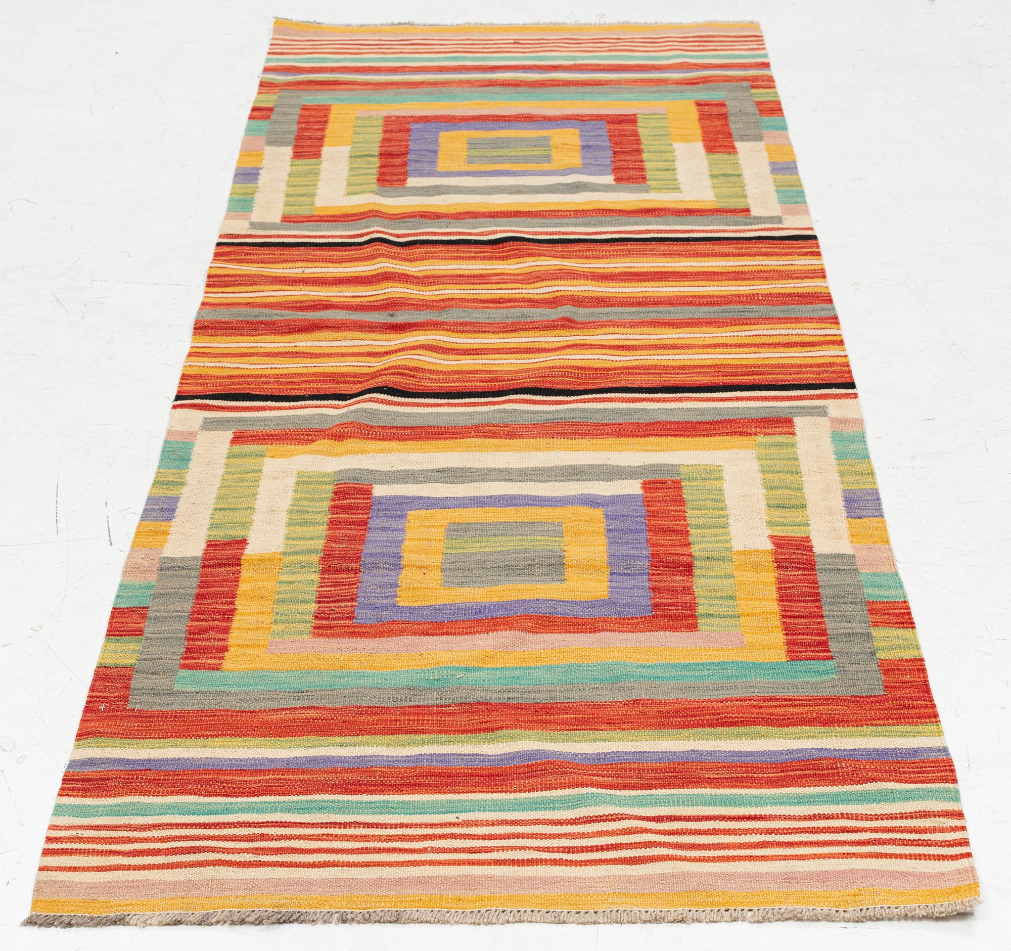 Rug, kilim, modern, approx. 258 x 91 cm.