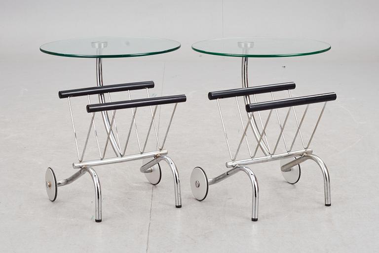 SIDOBORD med TIDNINGSSTÄLL, 2 st. 1900-talets andra hälft.