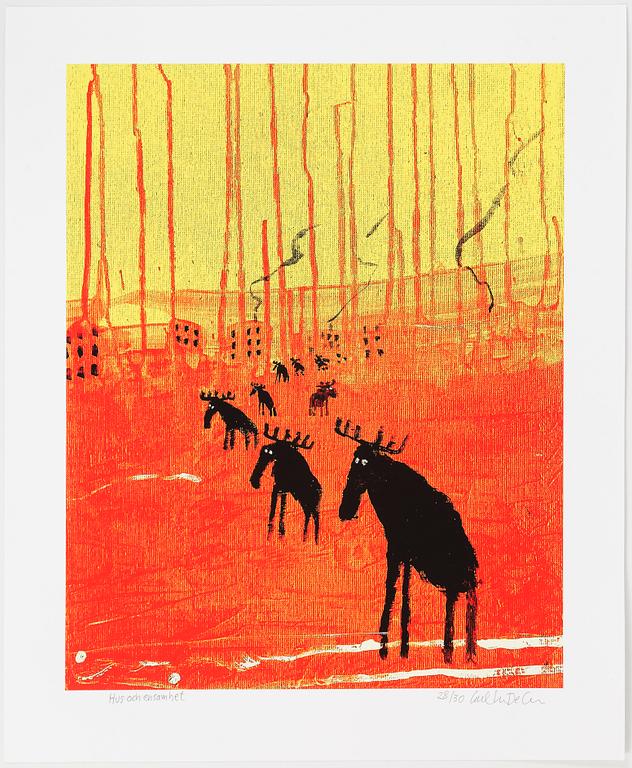 Carl Johan De Geer, lithograph in colours, signed 28/30.