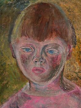 Siri Derkert, Child portrait with cornflowers.