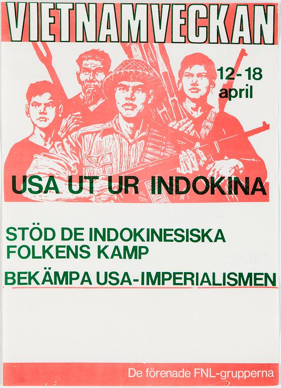 POLITICAL POSTER, "Vietnamveckan 12-18 april", offsetprint, 1971.