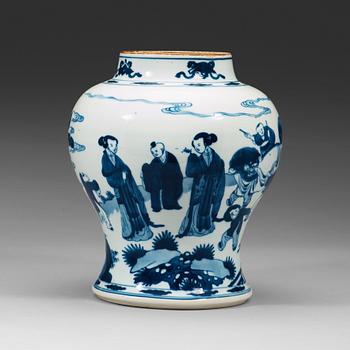 539. A blue and white jar, Qing dynasty, Kangxi (1662-1722).