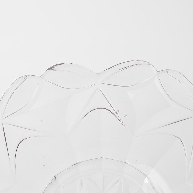 A pair of lidded glass bowls with stands, late 19th century.