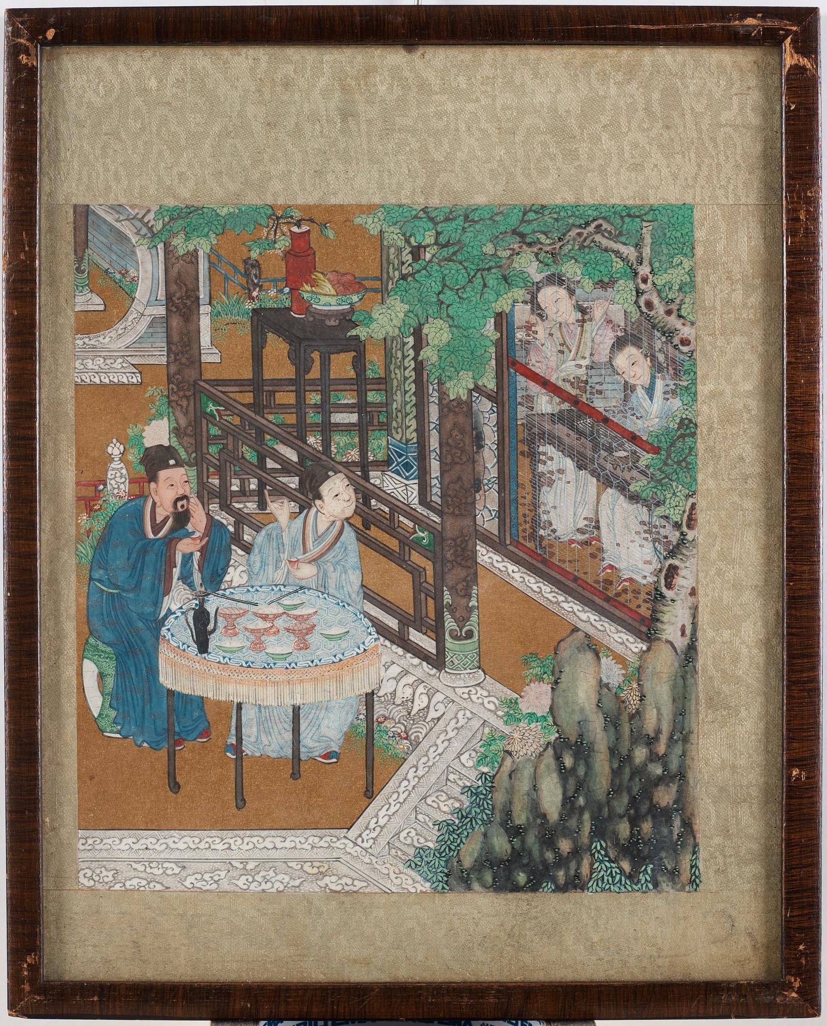 A set of nine Chinese watercolours by unknown artist, 19th Century.