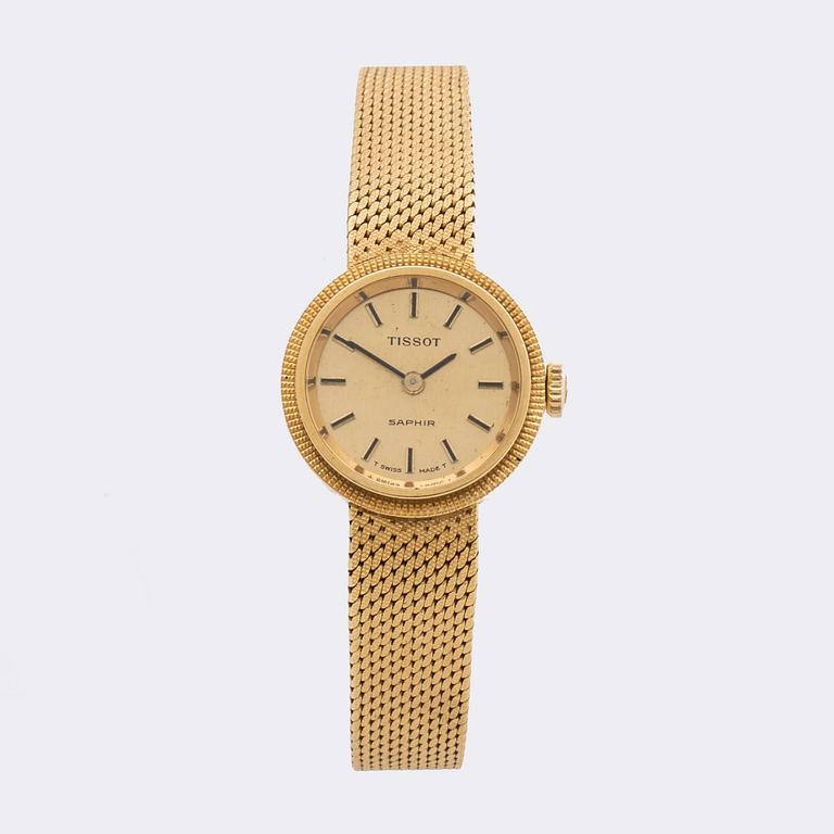 TISSOT, Saphir, damarmbandsur, guld 18K, c:a 20 mm.