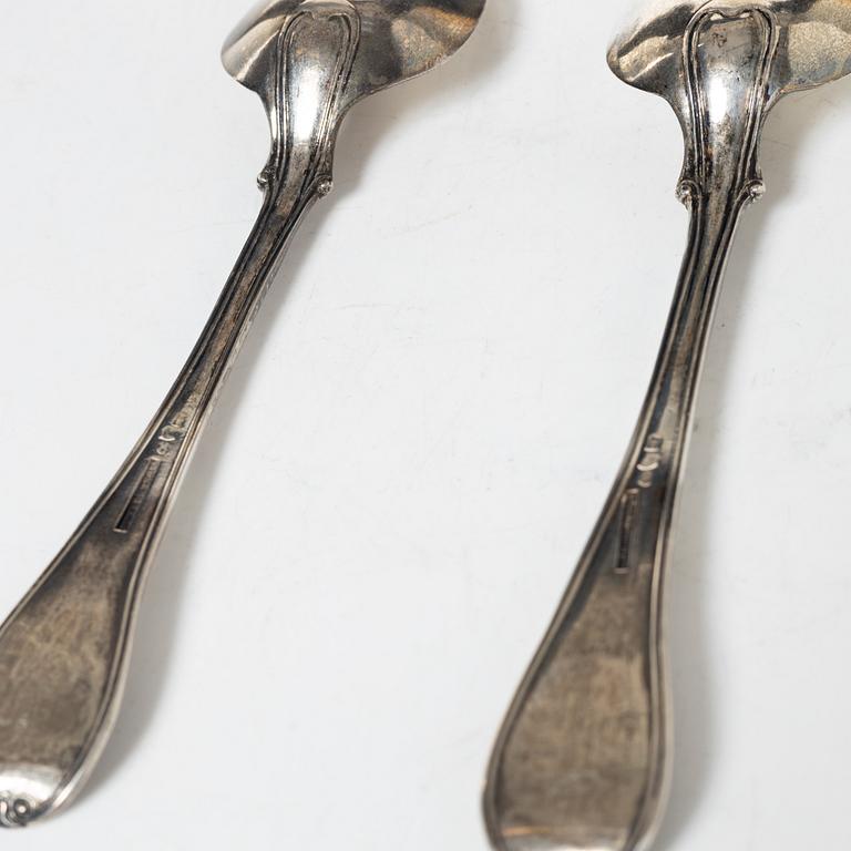A set of twelve Swedish silver spoons, including Adolf Zethelius, Stockholm 1826.