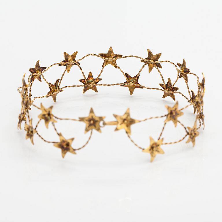 Germund Paaer, A gilded sterling silver wedding crown "Evening jewel". Kalevala Koru, Helsinki 2002.