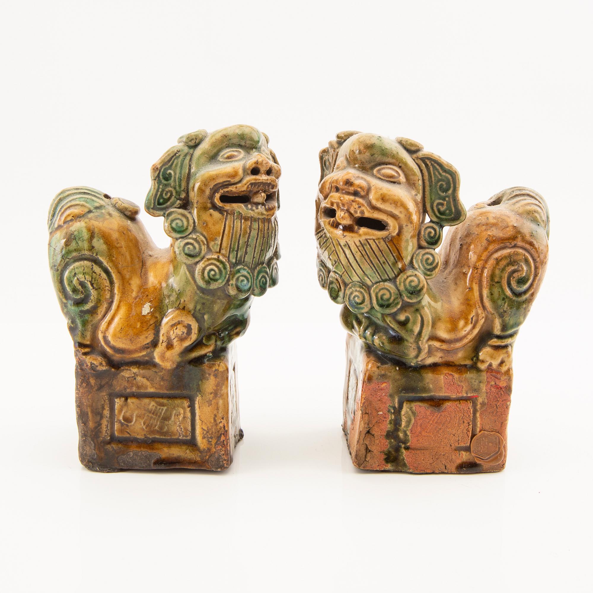 Rökelsehållare, fyra stycken, sen Qingdynasti.