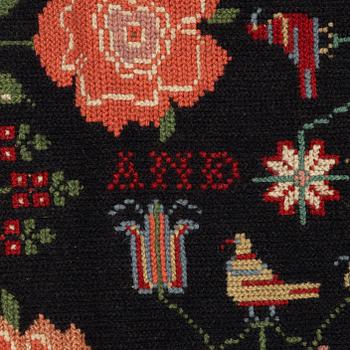 Åkdyna, korsstygnsbroderi, daterad 1817.