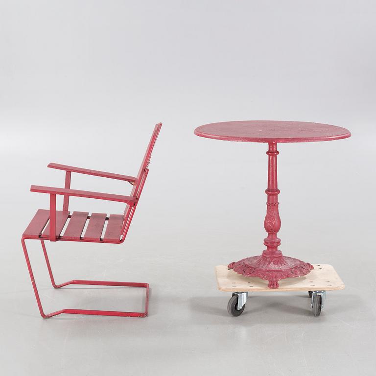 A garden chair from Grythyttan and a table, 20th century.